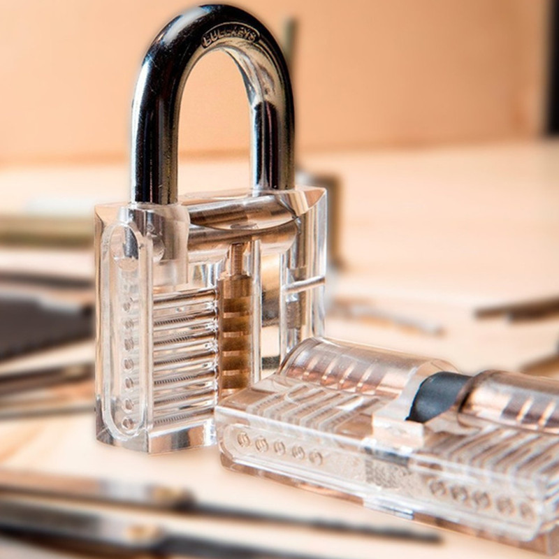 3 Pack Practice Lock Pick Set Transparent Crystal Keyed Padlock Training Locks for Locksmith Include 3 Common Types
