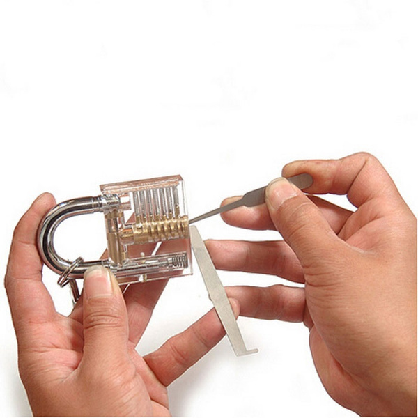 James Bond Credit Card Lock Pick Set  with Padlock Lock Crystal Cutaway Lock Opener Locksmith Tools