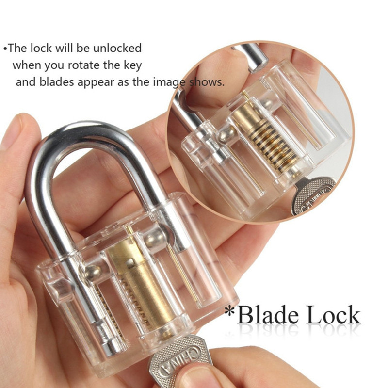 3 Pack Practice Lock Pick Set Transparent Crystal Keyed Padlock Training Locks for Locksmith Include 3 Common Types