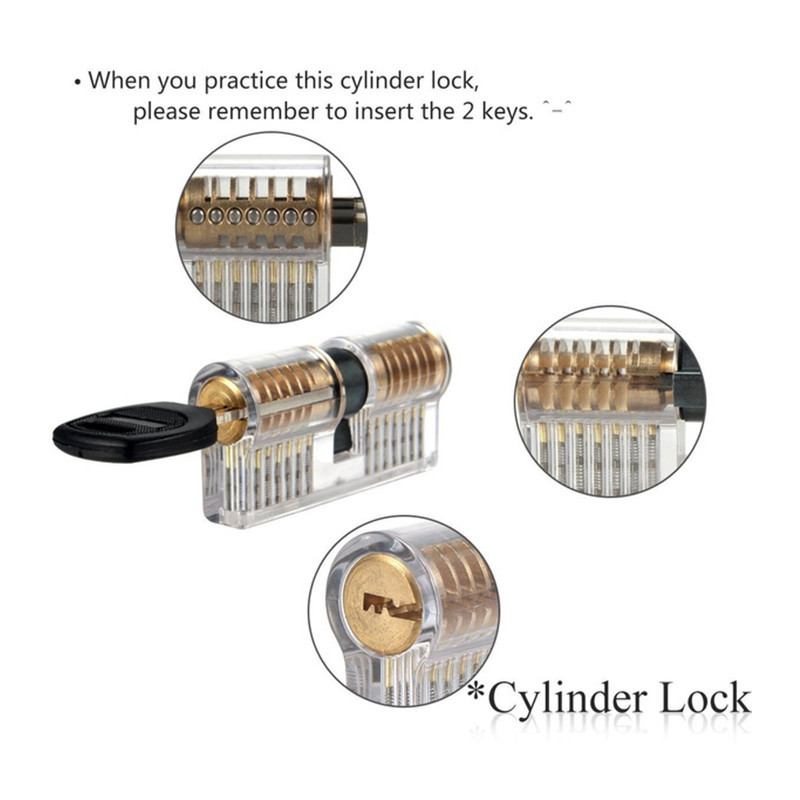3 Pack Practice Lock Pick Set Transparent Crystal Keyed Padlock Training Locks for Locksmith Include 3 Common Types