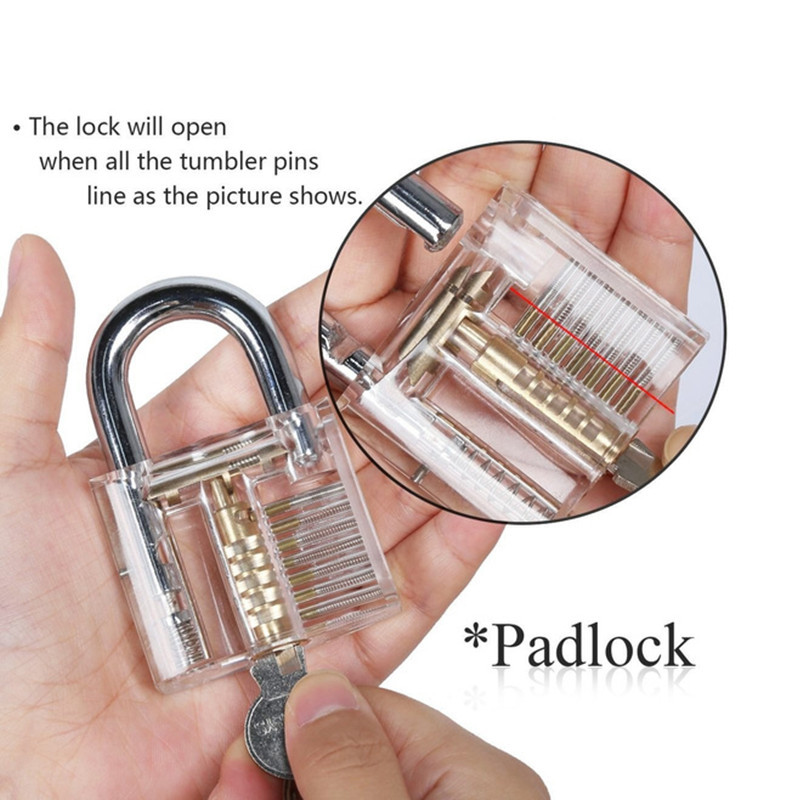 3 Pack Practice Lock Pick Set Transparent Crystal Keyed Padlock Training Locks for Locksmith Include 3 Common Types
