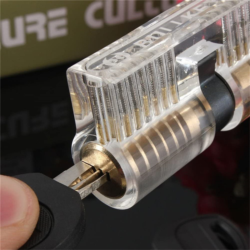 AB lock with 2 Keys Transparent Cutaway Practice Inside ViewDual 7 Pins Lock for Locksmith Teaching Skill Training