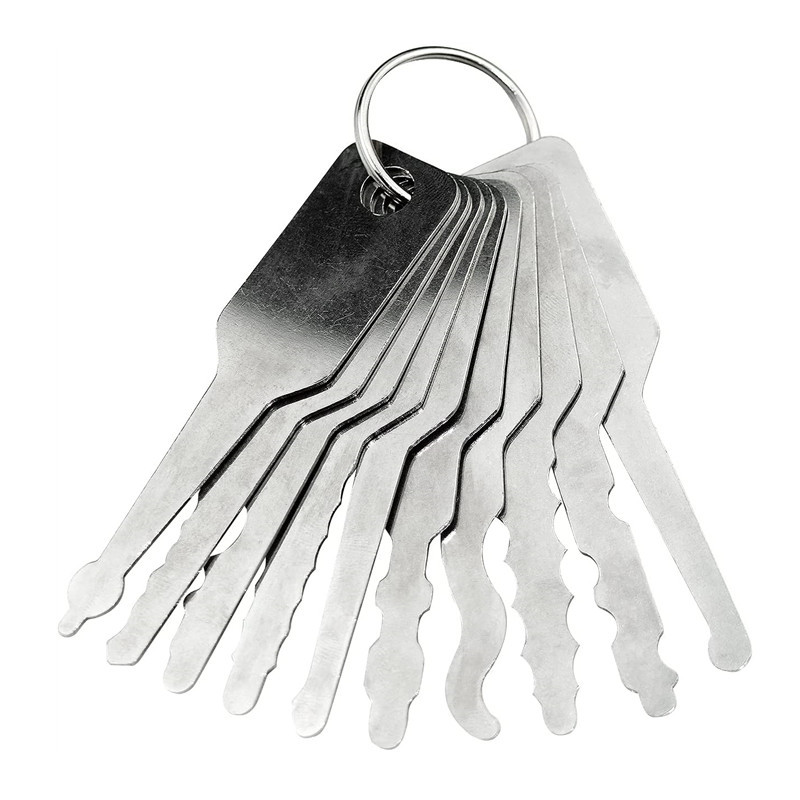 10pcs Lock Pick Jiggler Keys For Double Sided Lock Pick Set Auto Locksmith Tool