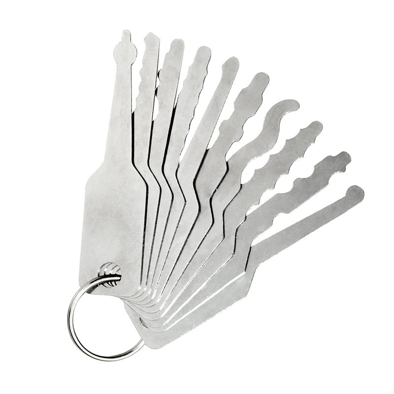 10pcs Lock Pick Jiggler Keys For Double Sided Lock Pick Set Auto Locksmith Tool