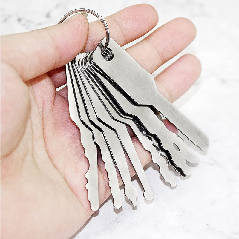 10pcs Lock Pick Jiggler Keys For Double Sided Lock Pick Set Auto Locksmith Tool
