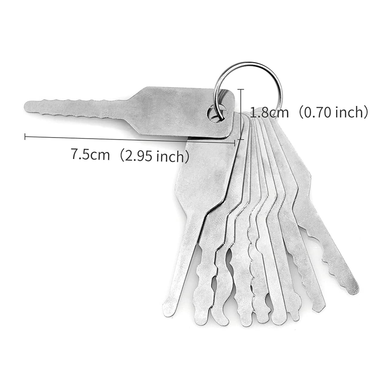 10pcs Lock Pick Jiggler Keys For Double Sided Lock Pick Set Auto Locksmith Tool