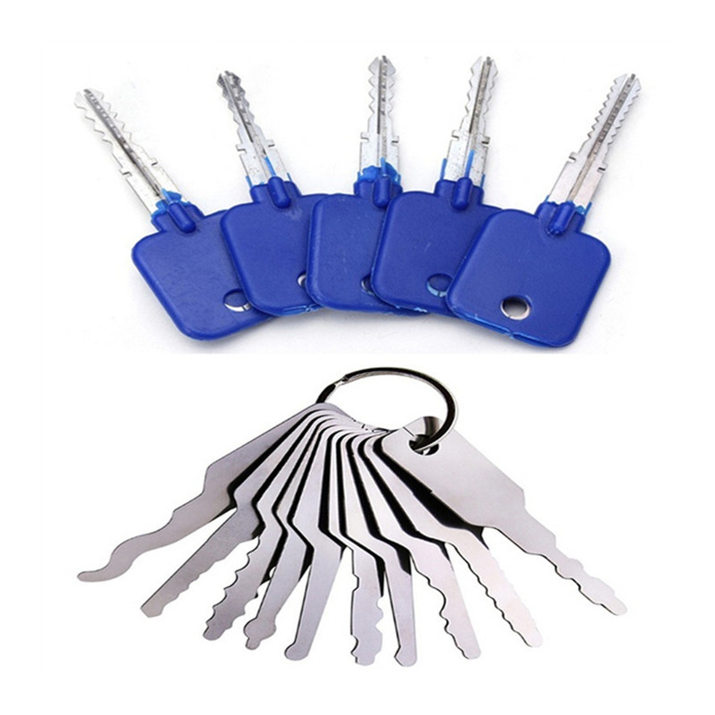 10pcs Jiggler Keys Lock Pick Set + 5pcs Locksmith Try-Out Keys Set Lock Repairing Tools