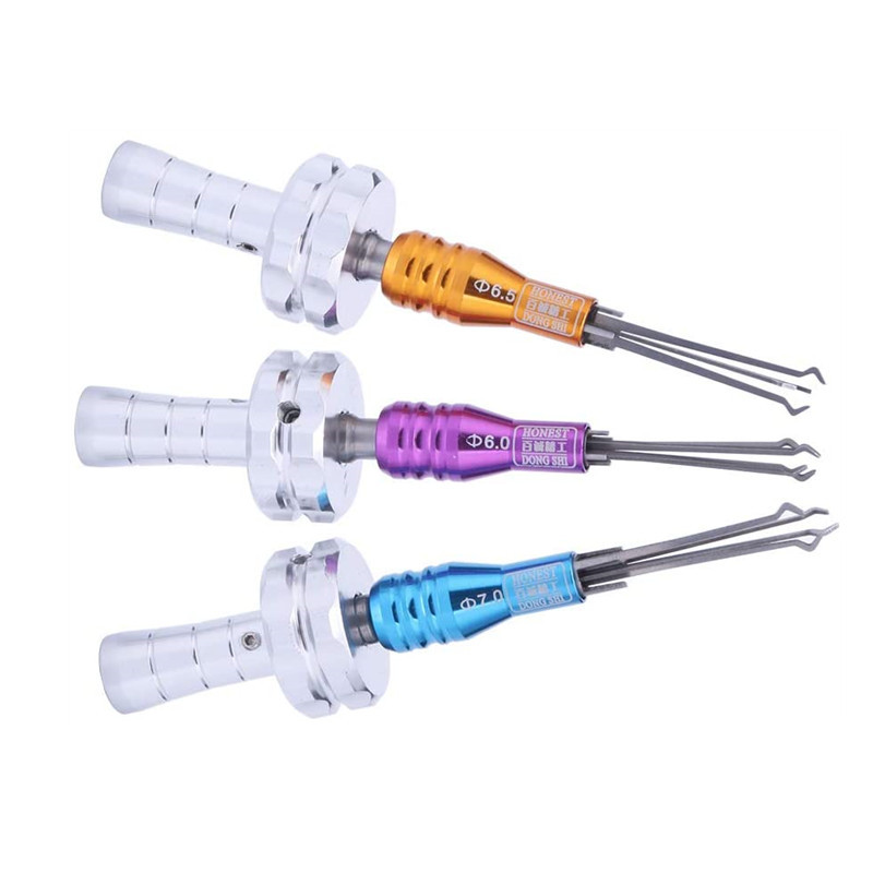 3Pcs Cross Lock Pick Tool with Long Handle 6.0mm 6.5mm 7.0mm Adjustable Cross Lock Pick Set Locksmith Tools
