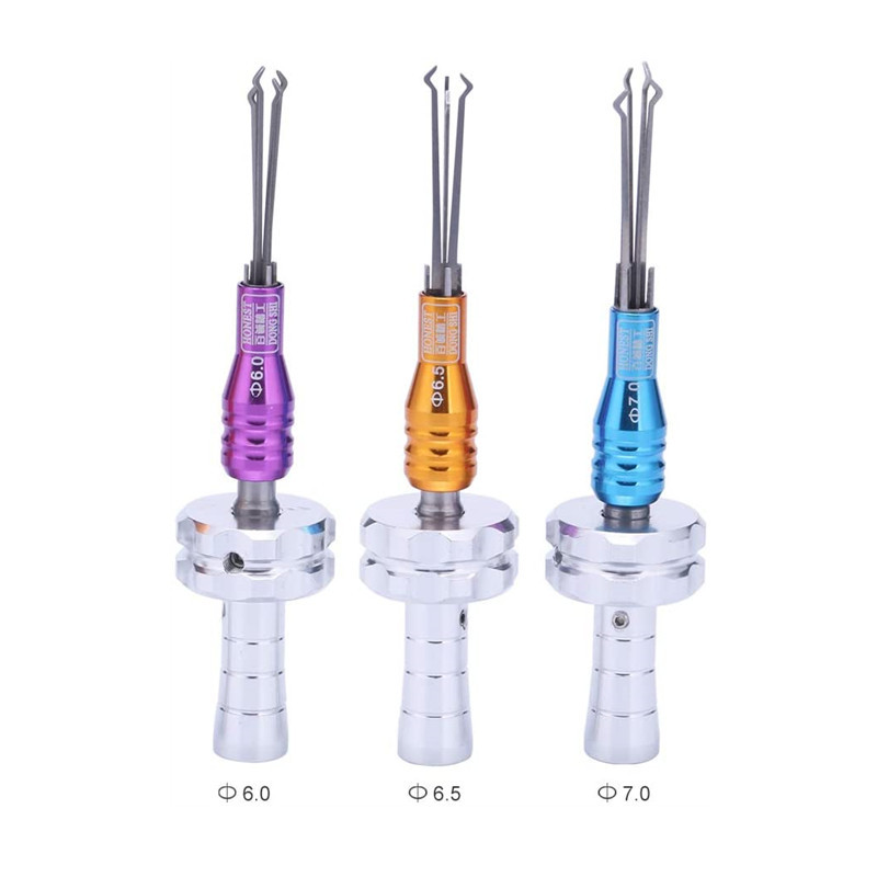 3Pcs Cross Lock Pick Tool with Long Handle 6.0mm 6.5mm 7.0mm Adjustable Cross Lock Pick Set Locksmith Tools