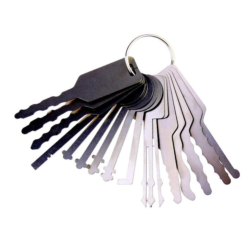 16pcs Jiggler Lock Pick Set Steel Car Door Lock Pick Tool Unlocking Lockpicks Locksmith Tools