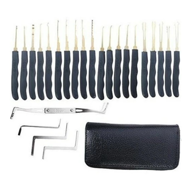 24pcs GOSO Lock Pick Set Practice Lock Picking Tools with Transparent Training Padlock for Lockpicking Guide for Beginner and Locksmith Training
