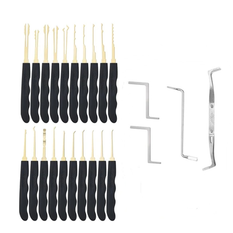 24pcs Hook Lock Pick Tool Lock Pick Set Practice Lock Picking Set with Plastic Bag