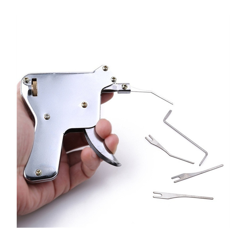 Strong Lock Pick Gun + 10pcs Broken Key Extractor Kit +6pcs Padlock Shim Picks Locksmith Tool Set