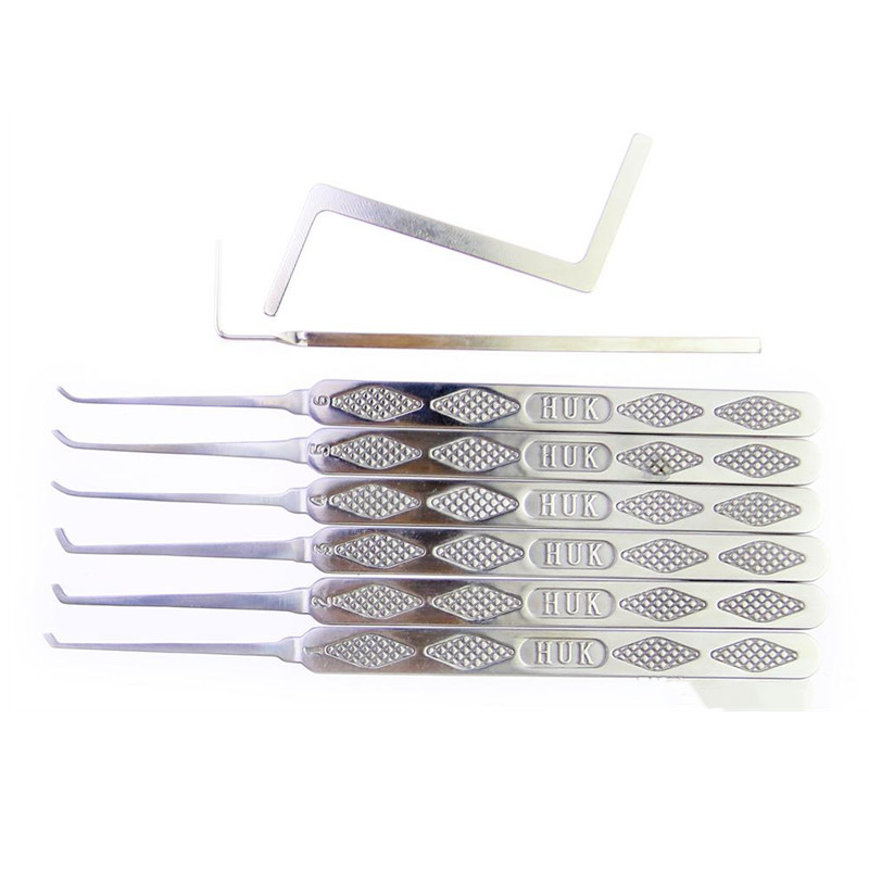 6pcs HUK Super Lock Picks Set Locksmith Tools Stainless Steel Lock Pick Tool Lockpick Lock Picking Set