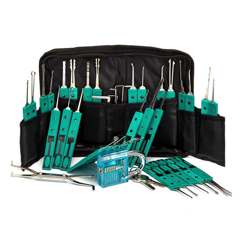 38 Pcs KLOM Lock Pick Set Lock Picking Tools with Transparent Padlock Lock Opener Locksmith Tools