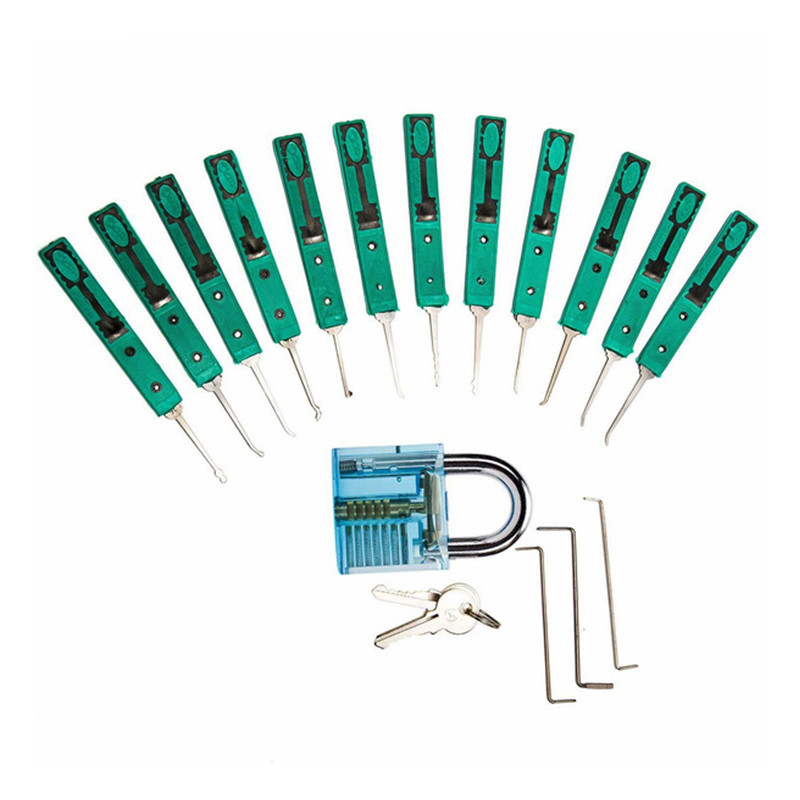 38 Pcs KLOM Lock Pick Set Lock Picking Tools with Transparent Padlock Lock Opener Locksmith Tools