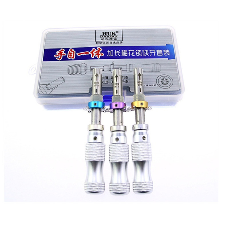 HUK Tubular Lock Pick Tool + 7 pin Transparent Plum Flower Lock Cylinder Locksmith Tools