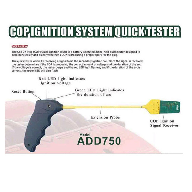 ADD750 Cop Ignition Tester 12V Coil On Plug Tester COP Ignition System Hand-held Quickly Tester