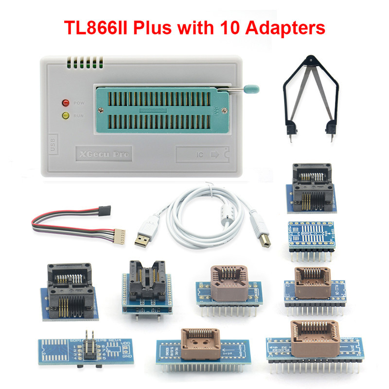 TL866II Plus Universal Programmer+Full Adapters+SOP8 IC Clip High speed Flash EPROM Programmer
