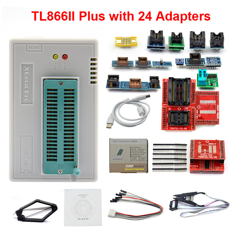TL866II Plus Universal Programmer+Full Adapters+SOP8 IC Clip High speed Flash EPROM Programmer