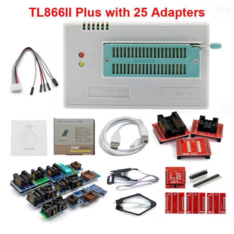 TL866II Plus Universal Programmer+Full Adapters+SOP8 IC Clip High speed Flash EPROM Programmer