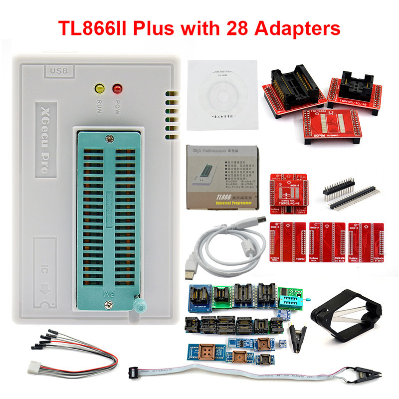 TL866II Plus Universal Programmer+Full Adapters+SOP8 IC Clip High speed Flash EPROM Programmer
