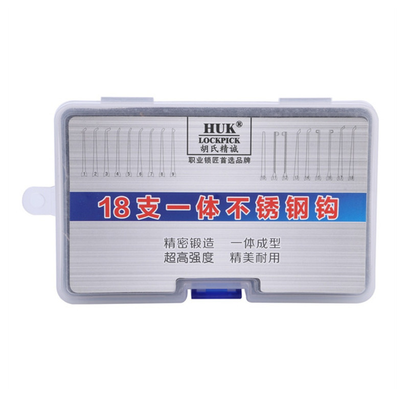HUK 18 Piece Lock Pick Set Locksmith Tool Universal Hook Lock Pick Tools Stainless Steel