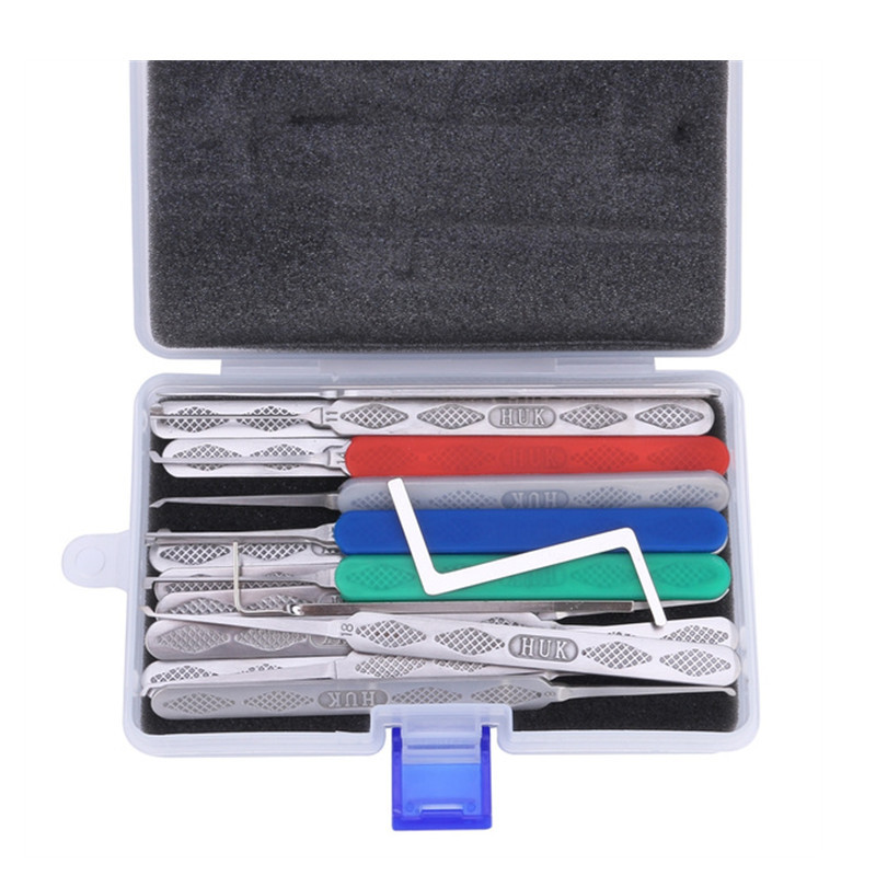 HUK 18 Piece Lock Pick Set Locksmith Tool Universal Hook Lock Pick Tools Stainless Steel