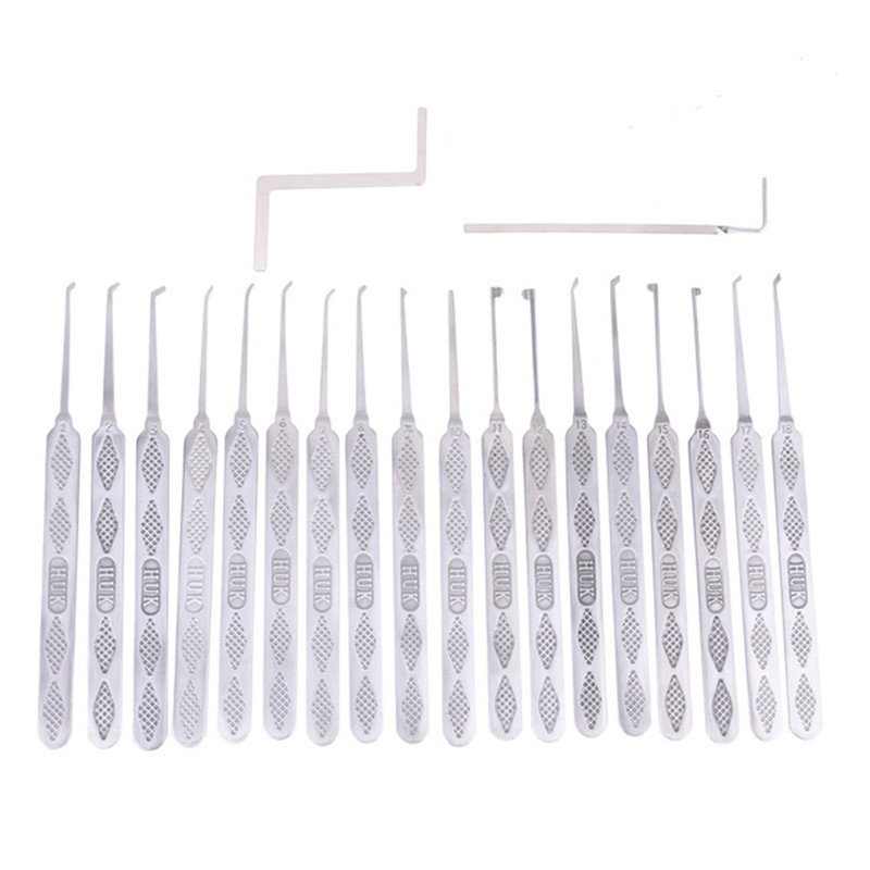 HUK 18 Piece Lock Pick Set Locksmith Tool Universal Hook Lock Pick Tools Stainless Steel