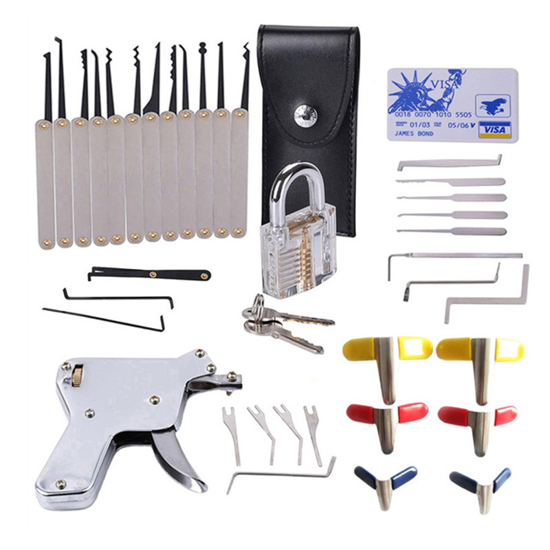 Stainless Steel Lock Pick Set Hook Lock Picks and Lock Pick Gun with a Variety of Locksmith Tools