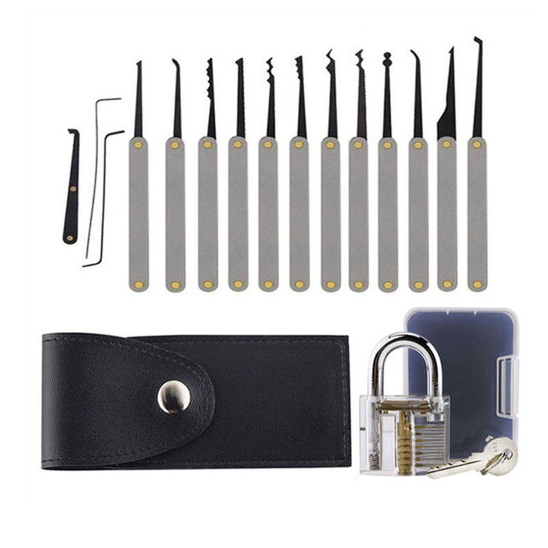 Stainless Steel Lock Pick Set Hook Lock Picks and Lock Pick Gun with a Variety of Locksmith Tools