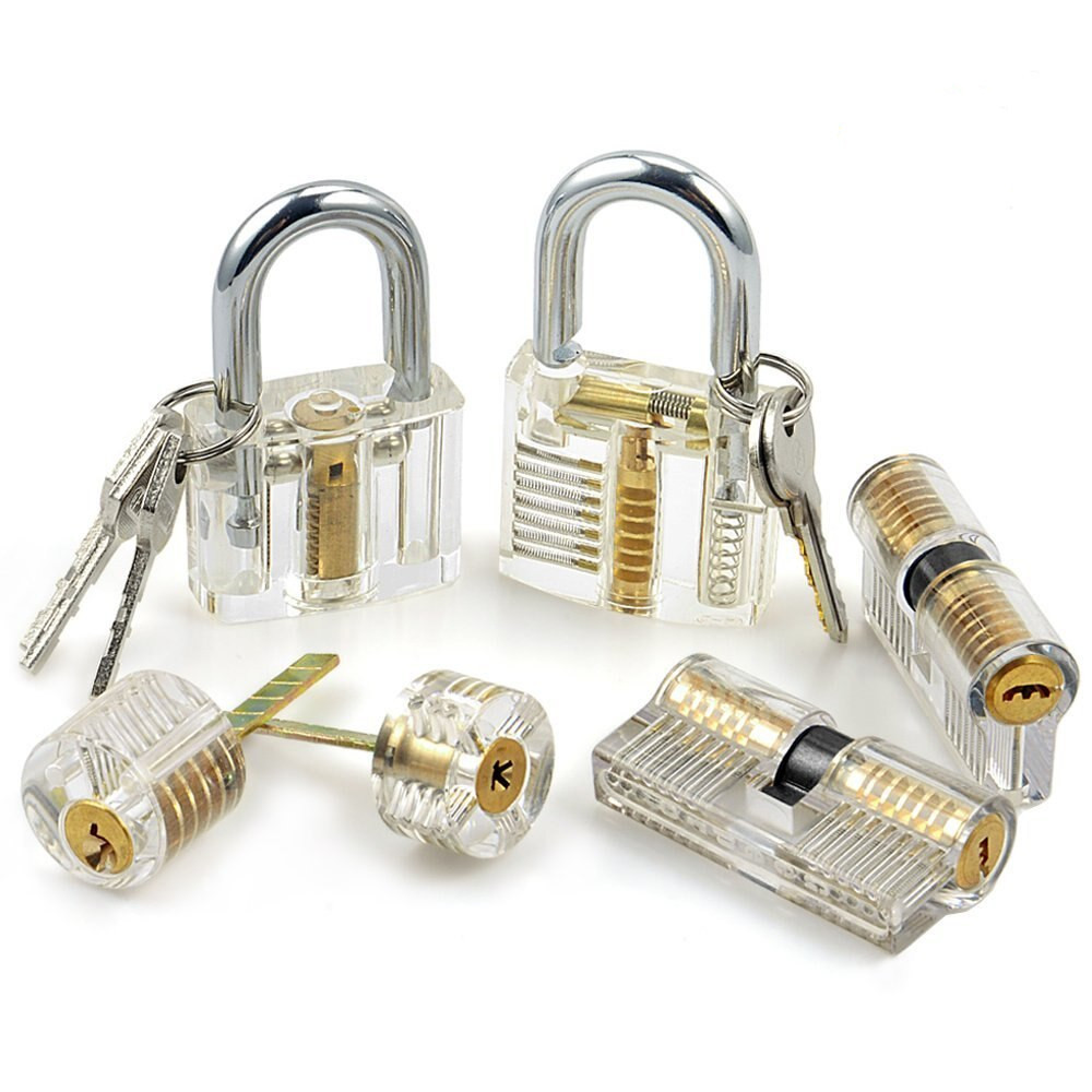 6pcs Transparent Practice Lock Set Visible Cutaway Pin Tumbler Keyed Padlock locksmith practice locks for Locksmith Beginner