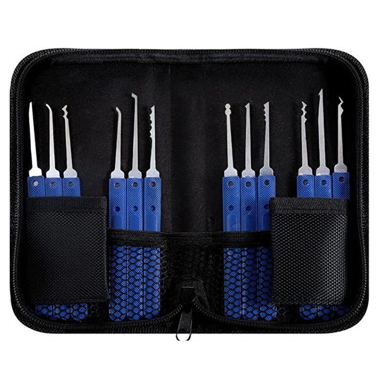 17 Piece Lock Pick Set Lockpicking Tool with Practice Padlock for Locksmith Skill Training