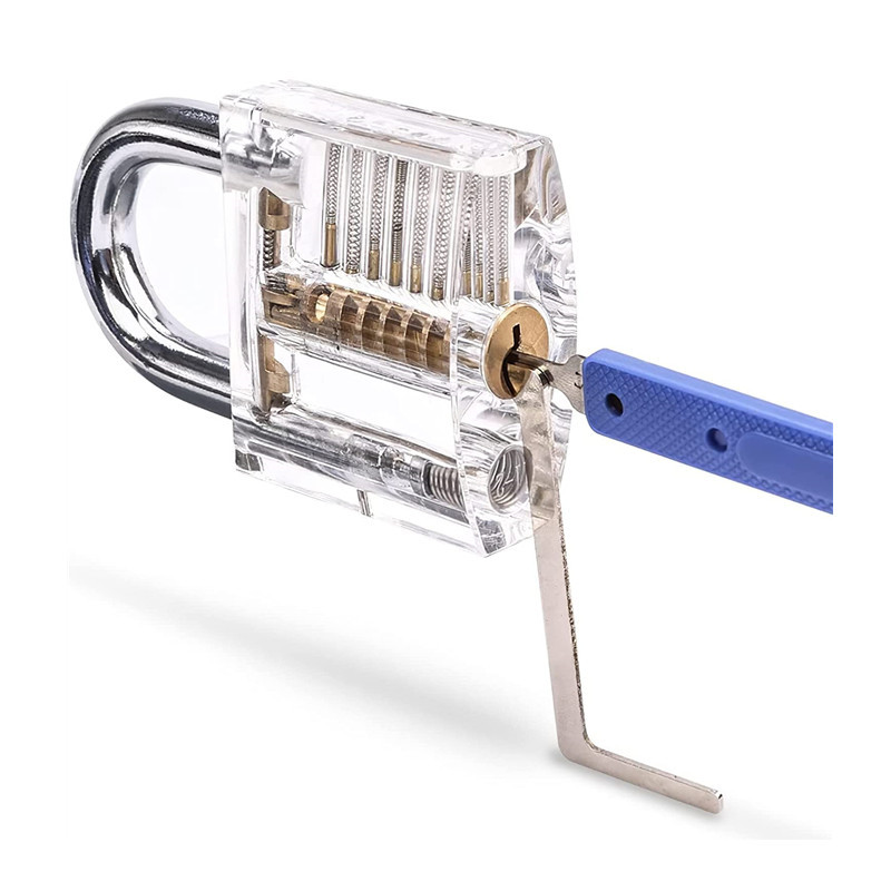 17 Pcs Lock Picking Tools Lock Pick Set with 2 Pcs Transparent Practice Padlock for Locksmiths Training