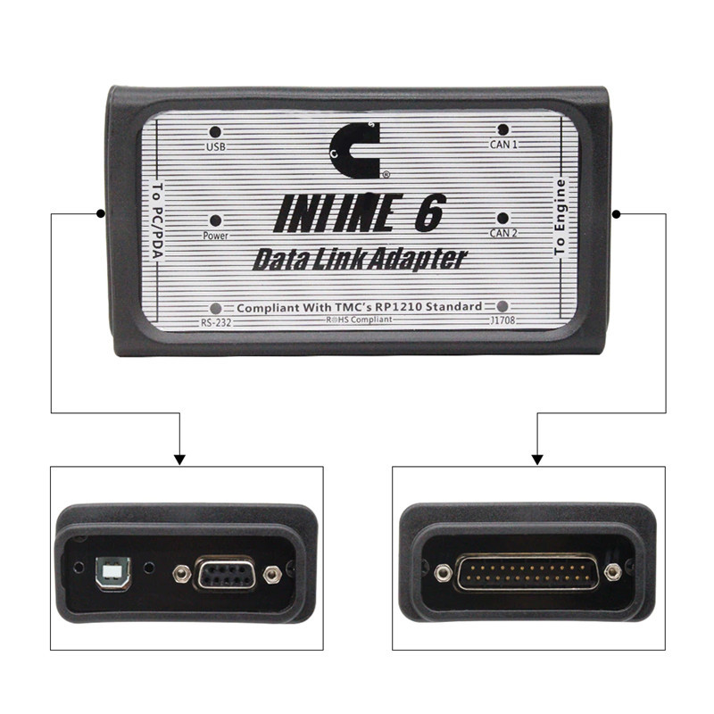 Cummins Inline 6 Data Link Adapter Diagnostic Tool Cummins Diesel Engine Truck Scanner with V7.62 Software and Plastic box