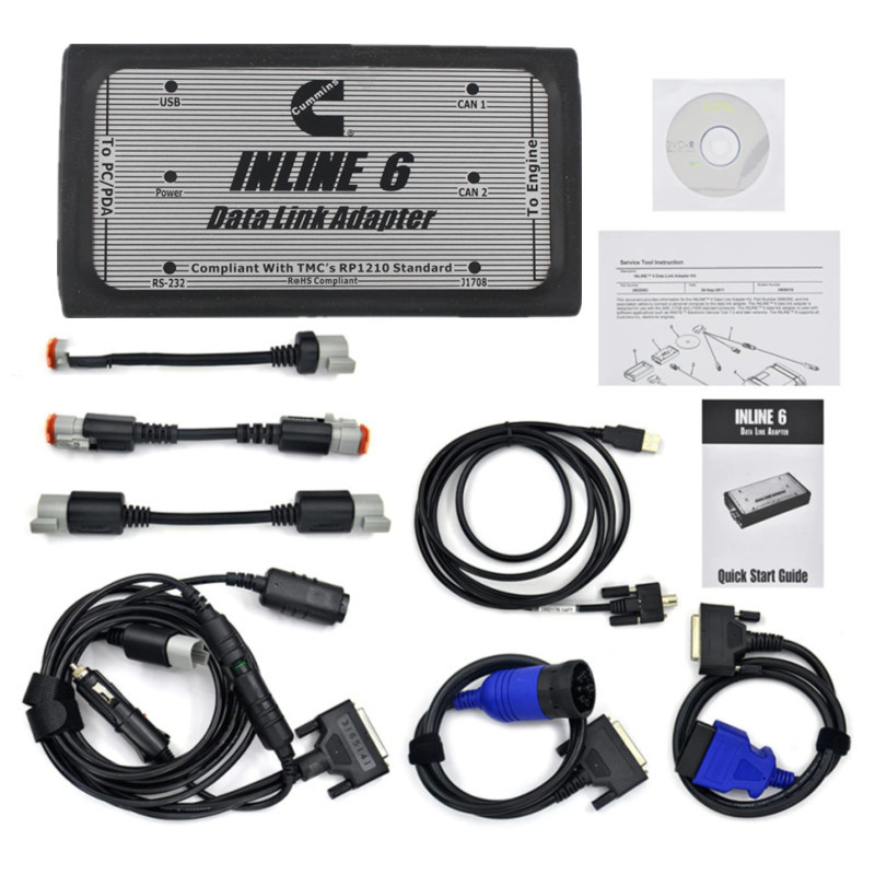 Cummins Inline 6 Data Link Adapter Diagnostic Tool Cummins Diesel Engine Truck Scanner with V7.62 Software and Plastic box