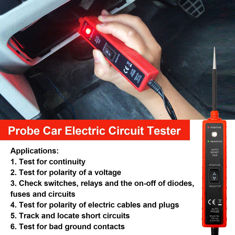 Automotive Digital Power Probe Circuit Electrical Testers 6-24V Electric Circuit Tester Device System with 4m Cable