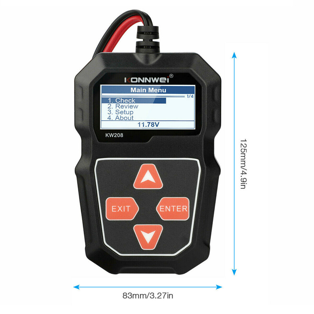 KONNWEI KW208 Car Battery Tester Charger 12V 100-2000CCA Cranking Charging Test Analyzer