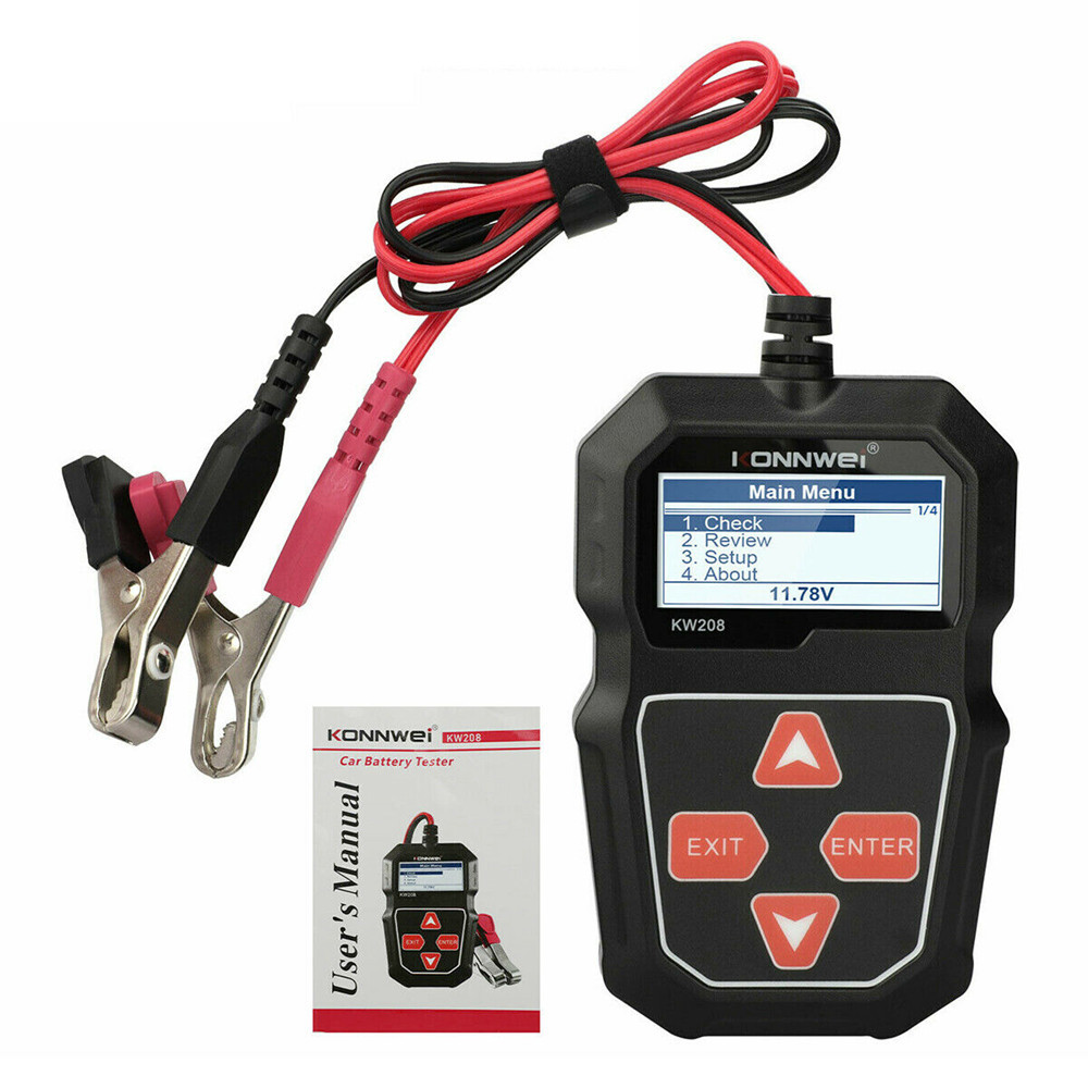 KONNWEI KW208 Car Battery Tester Charger 12V 100-2000CCA Cranking Charging Test Analyzer