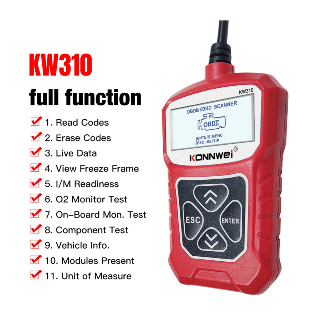 Konnwei KW310 OBD2 Scanner KW310 Code Reader Universal Car Scanner Erase Engine Check Tester