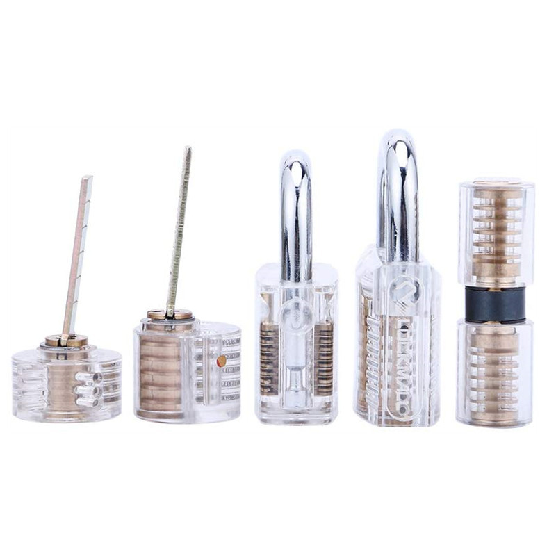 9-Piece Practice Padlock Set Transparent Lock Visible Cutaway Keyed Padlock for Lock Pick Beginner and Pro Locksmiths