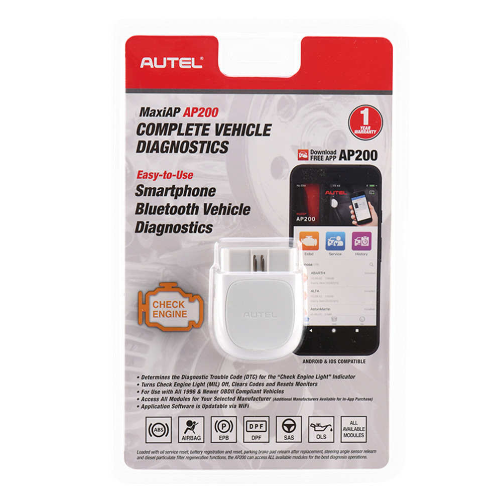 Autel Maxiap AP200 Bluetooth Obd2 Scanner Autel AP200 Auto Diagnostic Scanner Tool Full System for IOS & Android