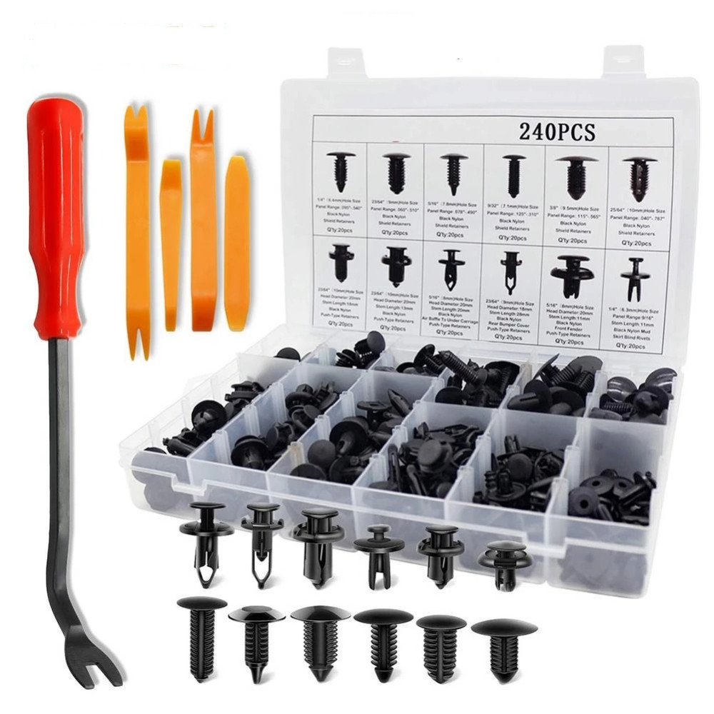 245pcs Car Body Plastic Rivets Fastening Kit Plastic Trim Retainer Fastener Clips Push Pin Fender Bumper Tool