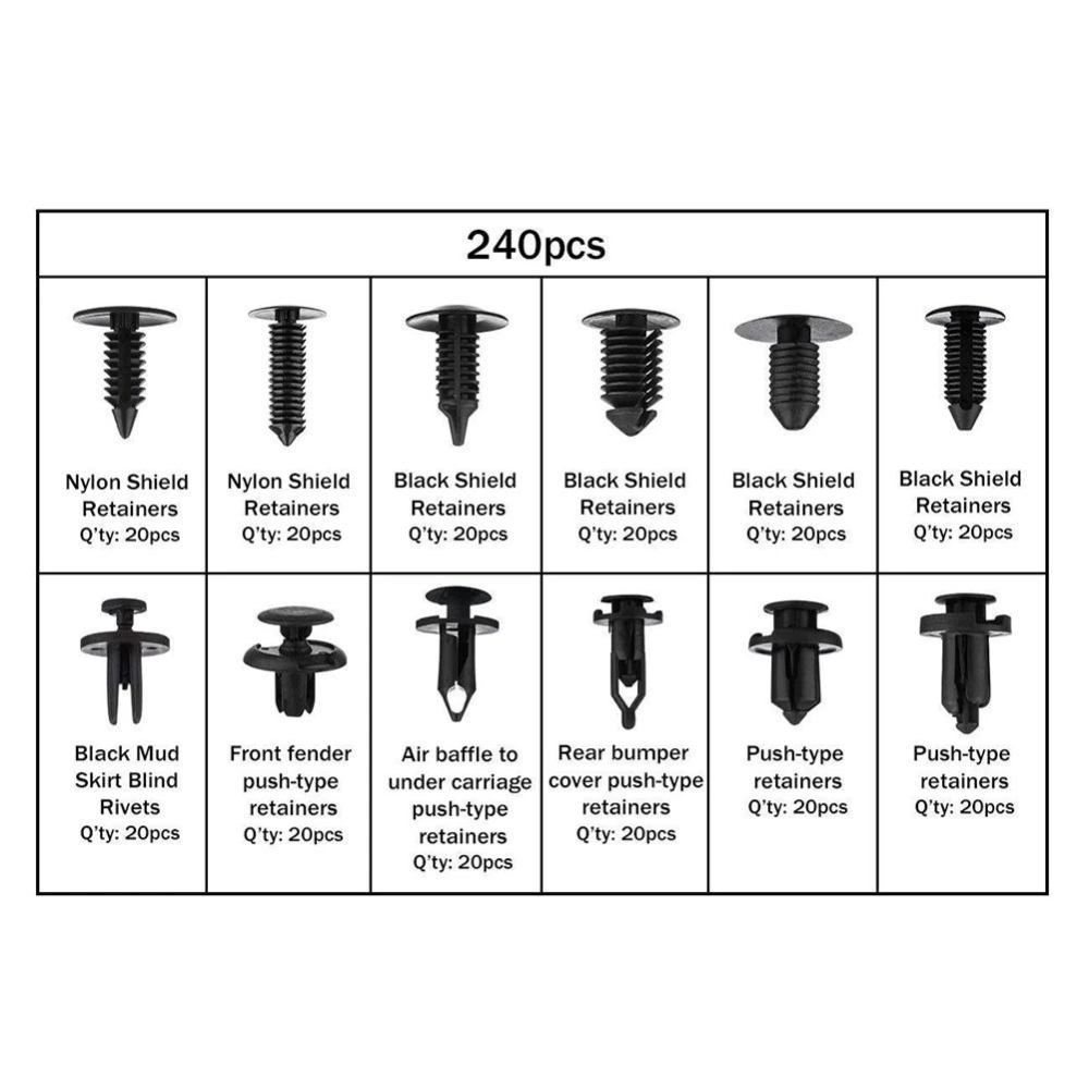 245pcs Car Body Plastic Rivets Fastening Kit Plastic Trim Retainer Fastener Clips Push Pin Fender Bumper Tool