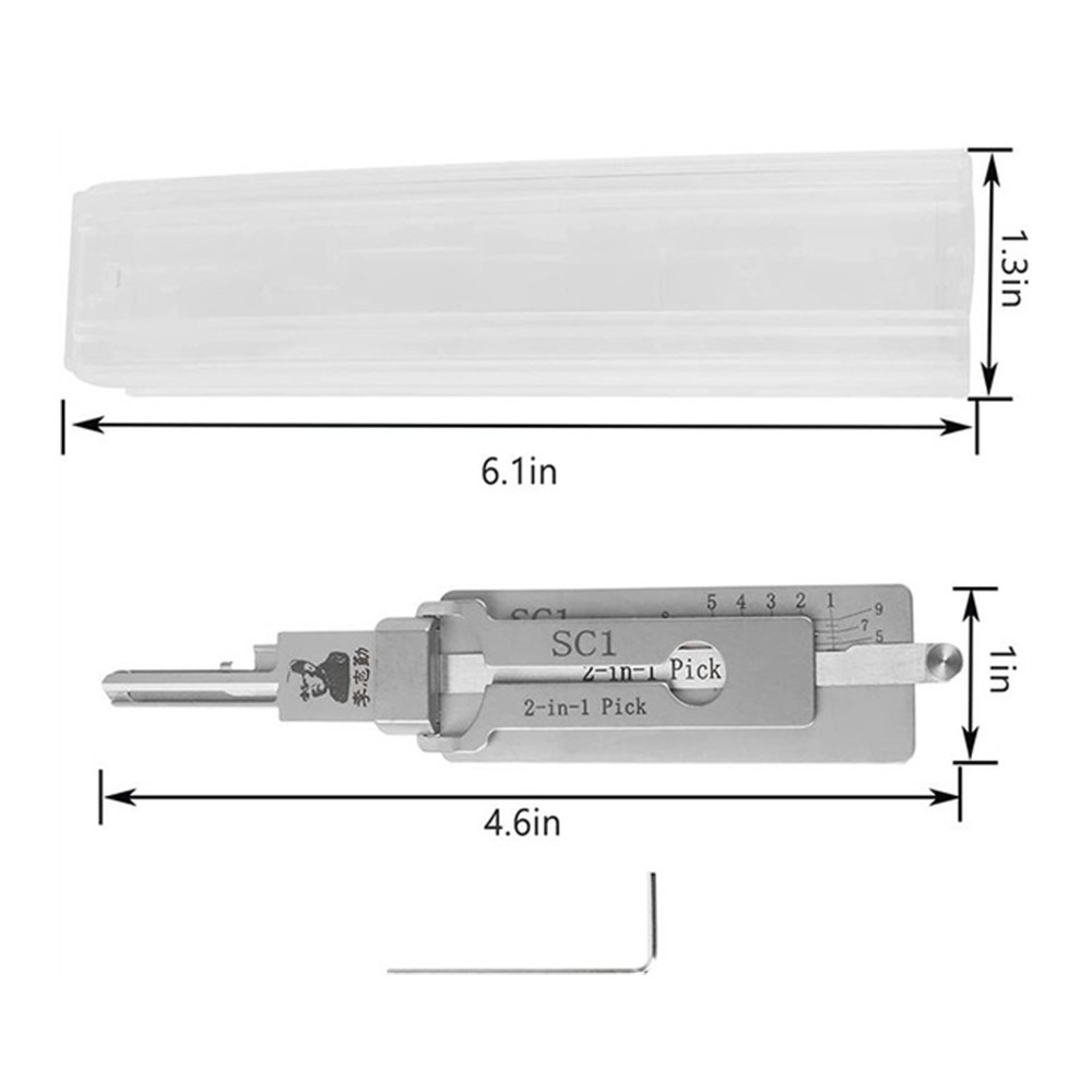 LISHI SC1 Pick Decoder 2 in 1 Tool Lock Pick Set Locksmith Tools for Home Door Locks