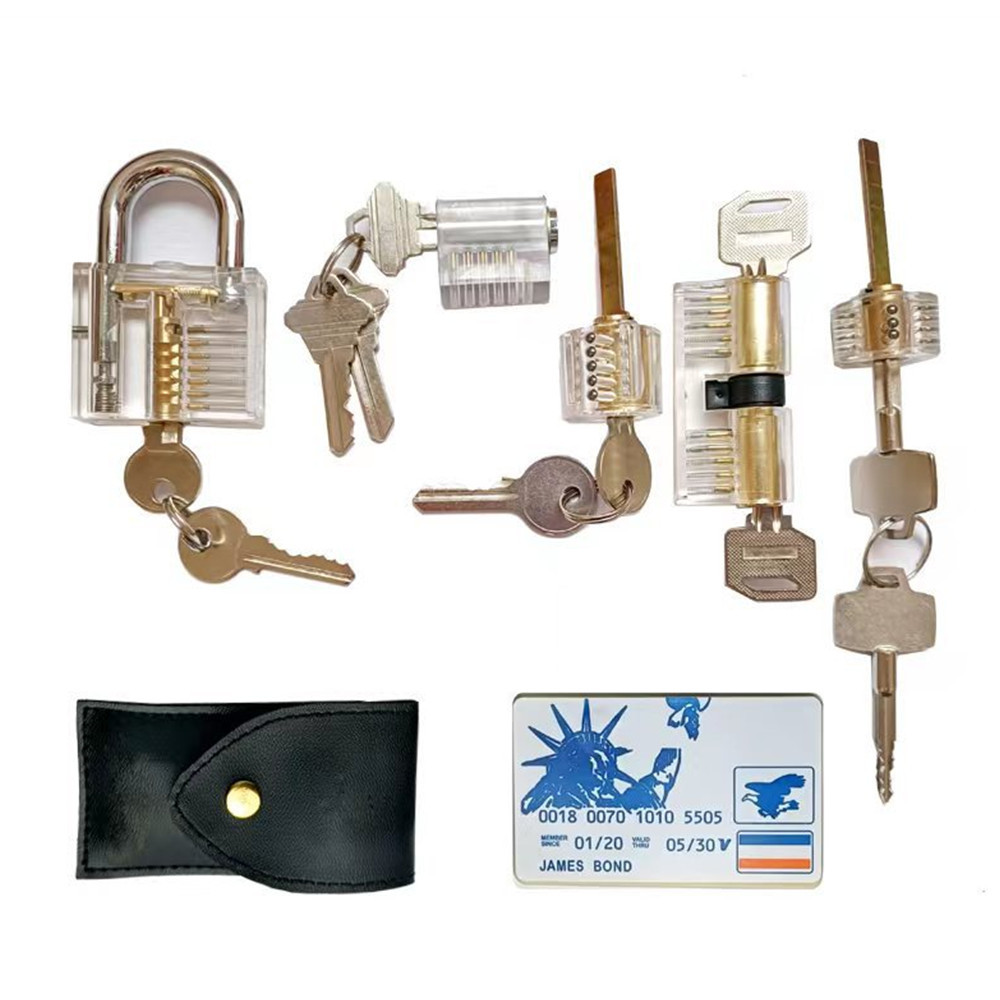 19Pcs New Lock Picking Tools Set Lock Pick Tools with 5 Transparent Practice Padlocks Pick Lock for Beginner and Locksmith Training