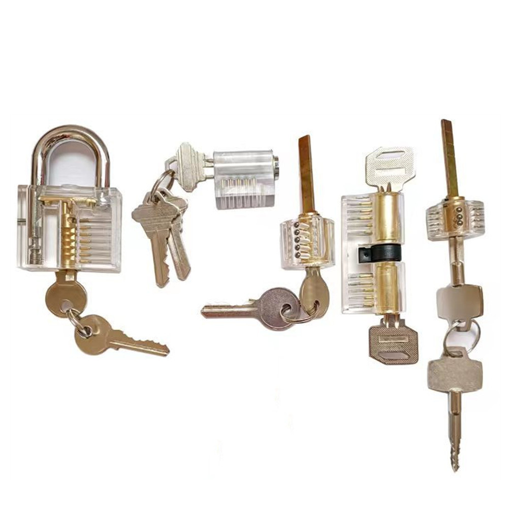 19Pcs New Lock Picking Tools Set Lock Pick Tools with 5 Transparent Practice Padlocks Pick Lock for Beginner and Locksmith Training