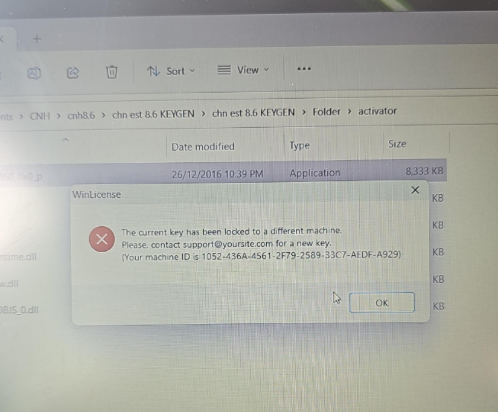 CNH EST 8.6 Key Has Been Locked to a Different Machine