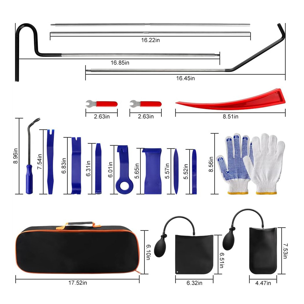 20Pcs Car Lockout Kit Multifunctional Car Tools Automotive Tool Kit Universal Tools with Air Wedge for Cars