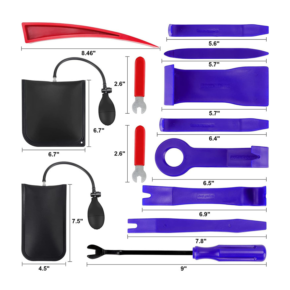 16Pcs Car Tool Kit Auto unlock tool Car Emergency Tools with Air Wedge for Cars